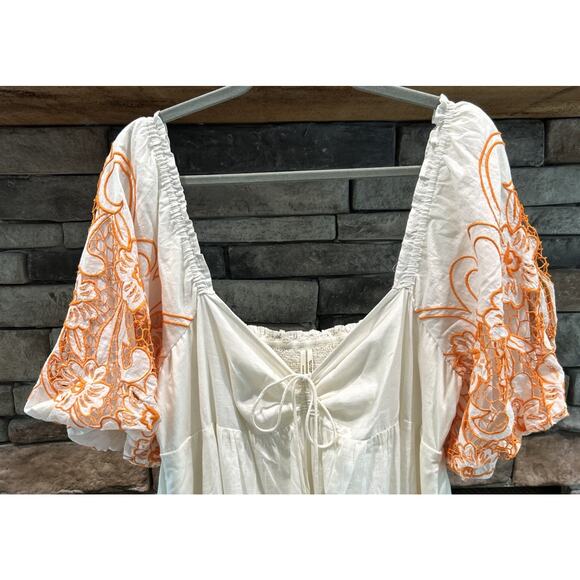 Anthropologie Tina Puff Sleeved Embroidered Maxi Dress Size XLP *C2 - Picture 4 of 5